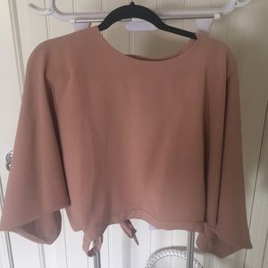 Blush Crop Top Blouse with Open Back